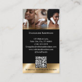 Luxury Skincare Esthetician Arch Photo Black Gold Visitenkarte (Rückseite)