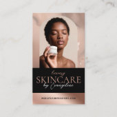 Luxury Skincare Esthetician Arch Photo Black Pink Visitenkarte (Vorderseite)
