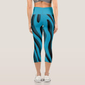 Luxury Soft Blue 3D Zebra Wave Capri Leggings (Rückseite)