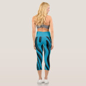 Luxury Soft Blue 3D Zebra Wave Capri Leggings (Rückseite)