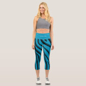 Luxury Soft Blue 3D Zebra Wave Capri Leggings (Vorderseite)