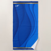 Luxury Soft Blue Gold Wave individualisieren Strandtuch (Vorderseite)