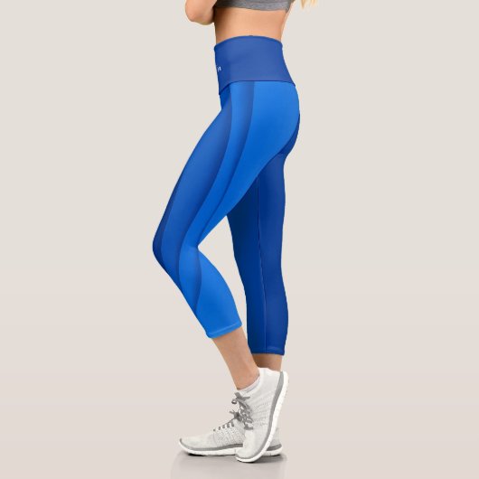 Luxury Soft Blue Wave Capri Leggings (Links)