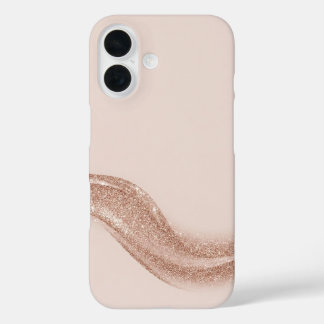 Luxury Soft Blush Matte & Rose Gold Glitter Wave  iPhone 16 Hülle