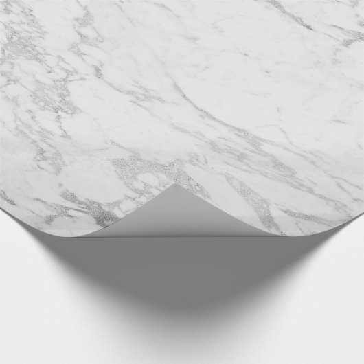 Luxury Sparkle Silver Foil Marmor Geschenkpapier (Ecke)