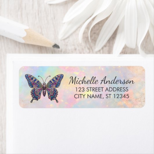 Luxury Sparkling Glitter Butterfly Return Address  (Insitu)