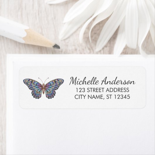 Luxury Sparkling Glitter Butterfly Return Address  (Insitu)