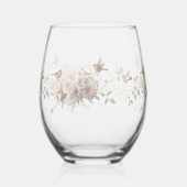 Luxury Spring Wildflower bird Rose Garden Seamless Weinglas Ohne Stiel (Vorderseite)