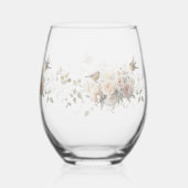 Luxury Spring Wildflower bird Rose Garden Seamless Weinglas Ohne Stiel (Rückseite)