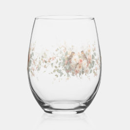 Luxury Spring Wildflower bird Rose Garden Seamless Weinglas Ohne Stiel