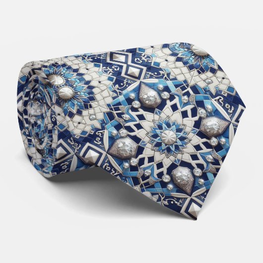 Luxury Statement Moroccan Diamond Neck Tie Krawatte (Gerollt)