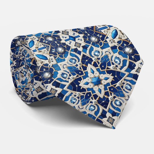 Luxury Statement Moroccan Diamond Neck Tie Krawatte (Gerollt)