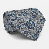 Luxury Statement Moroccan Tiled Faux Silk Neck Tie Krawatte (Gerollt)