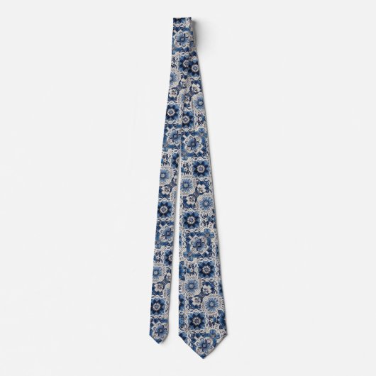 Luxury Statement Moroccan Tiled Faux Silk Neck Tie Krawatte (Rückseite)