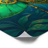 Luxury Steampunk Art: Gilded Emerald Insect Poster (Ecke)