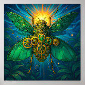 Luxury Steampunk Art: Gilded Emerald Insect Poster (Vorne)