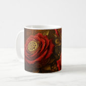 Luxury Steampunk Roses Romantic Gold Gears Kaffeetasse (Vorderseite Links)