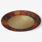 Luxury Steampunk Roses Romantic Gold Gears Pappteller (Schrägansicht)