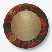 Luxury Steampunk Roses Romantic Gold Gears Pappteller (Vorderseite)