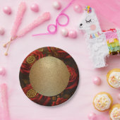 Luxury Steampunk Roses Romantic Gold Gears Pappteller (Party)