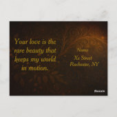 Luxury Steampunk Roses Romantic Gold Gears Postkarte (Rückseite)