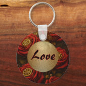 Luxury Steampunk Roses Romantic Gold Gears Schlüsselanhänger (Vorderseite)