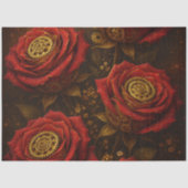 Luxury Steampunk Roses Romantic Gold Gears Seidenpapier (Vorderseite)