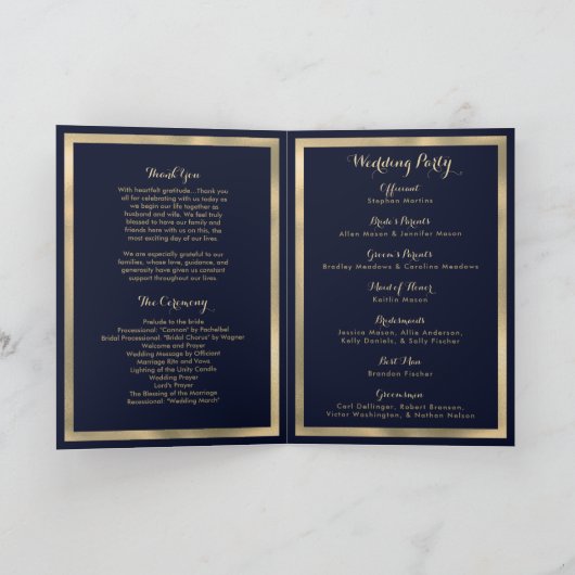 Luxury stylish modern navy blue gold Program Programm (Innenseite)