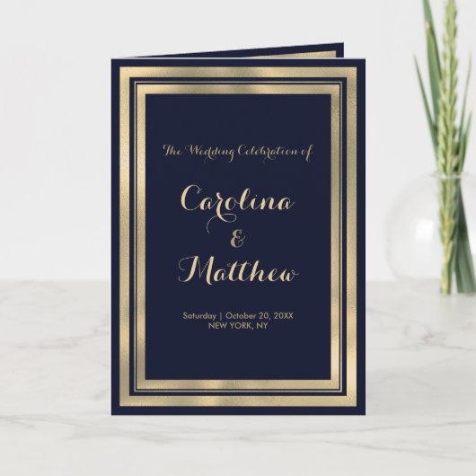 Luxury stylish modern navy blue gold Program Programm (Vorderseite)