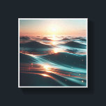 Luxury Sunset Ocean Waves - Abstract Sea Ripples w Leinwanddruck<br><div class="desc">A captivating abstract seascape featuring stylized ocean waves under a warm setting sun. The deep teal waters are infused with glowing golden ripples and scattered light particles that look like fallen stars, creating a magical and luxurious atmosphere. Perfect for coastal-themed luxury homes, modern spa interiors, or anyone seeking a peaceful...</div>