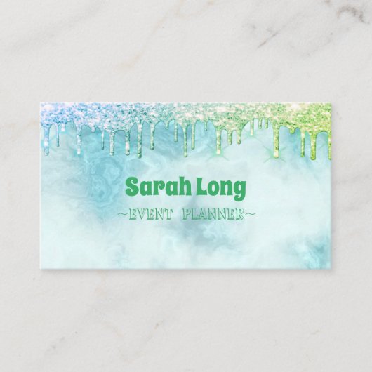 Luxury Sweet Blue Green Business Card Visitenkarte (Vorderseite)