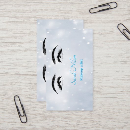 Luxury Sweet Blue Makeup Business Card Visitenkarte (Vorderseite/Rückseite Beispiel)