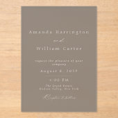 Luxury Taupe Acrylic Wedding Invitation Acryleinladungen (Vorderseite)