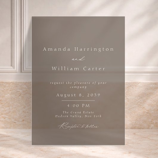 Luxury Taupe Acrylic Wedding Invitation Acryleinladungen
