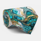 Luxury Teal and Gold Marble Fluid Art Pattern Krawatte (Gerollt)