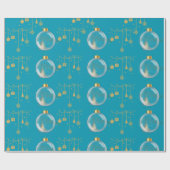Luxury Teal Blue & Gold Bauble Christmas Geschenkpapier (Flach)