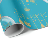 Luxury Teal Blue & Gold Bauble Christmas Geschenkpapier (Rolleneckpunkt)