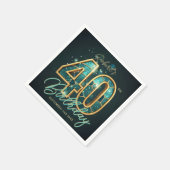 Luxury Teal Gold Agate Mosaic 40th Birthday Party Serviette (Ecke)