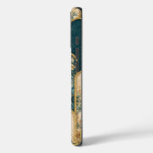 Luxury Teal & Gold Floral Pattern iPhone Case (Rückseite / Links)