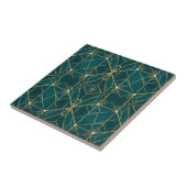 Luxury Teal & Gold Symmetrical Geometric Seamless  Fliese (Seite)