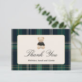 Luxury Teddy Bear Baby Shower Boy Danke Karte (Stehend Vorderseite)