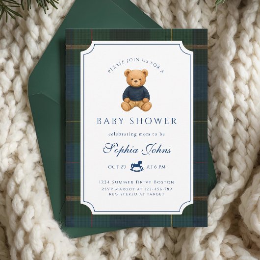 Luxury Teddy Bear baby shower Einladung