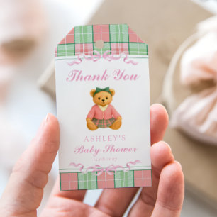 Luxury Teddy Bear Preppy Baby Dusche Vielen Dank Geschenkanhänger
