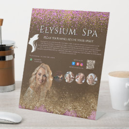 Luxury Terracotta Gold Spa Beauty Wellness QR  Sockelschild