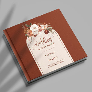 Luxury Terracotta Pampas Grass Boho Blumenzehen Gästebuch