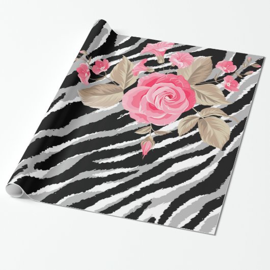 Luxury Tiger Rose Trendline Geschenkpapier (Ungerollt)