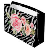 Luxury Tiger Rose Trendline Große Geschenktüte (Rückseite Schrägansicht)
