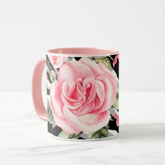 Luxury Tiger Rose Trendline Tasse (Vorderseite Links)