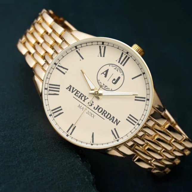 Luxury Timeless Elegant Minimalist Monogram  Armbanduhr (Von Creator hochgeladen)