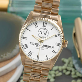 Luxury Timeless Elegant Minimalist Monogram Couple Armbanduhr